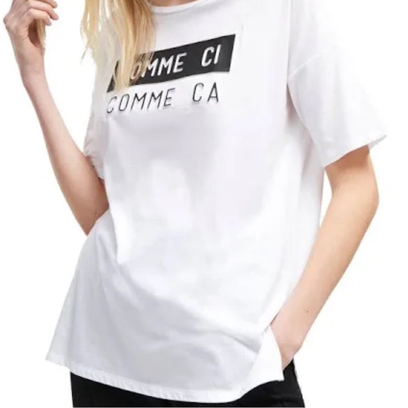 French Connection Tops - French Connection Comme Ci Comme Ça Graphic Tee White S